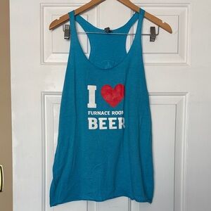 Furnace Room Brewery “I ❤️ Beer” Turquoise Tank Top (Ptp 18”)